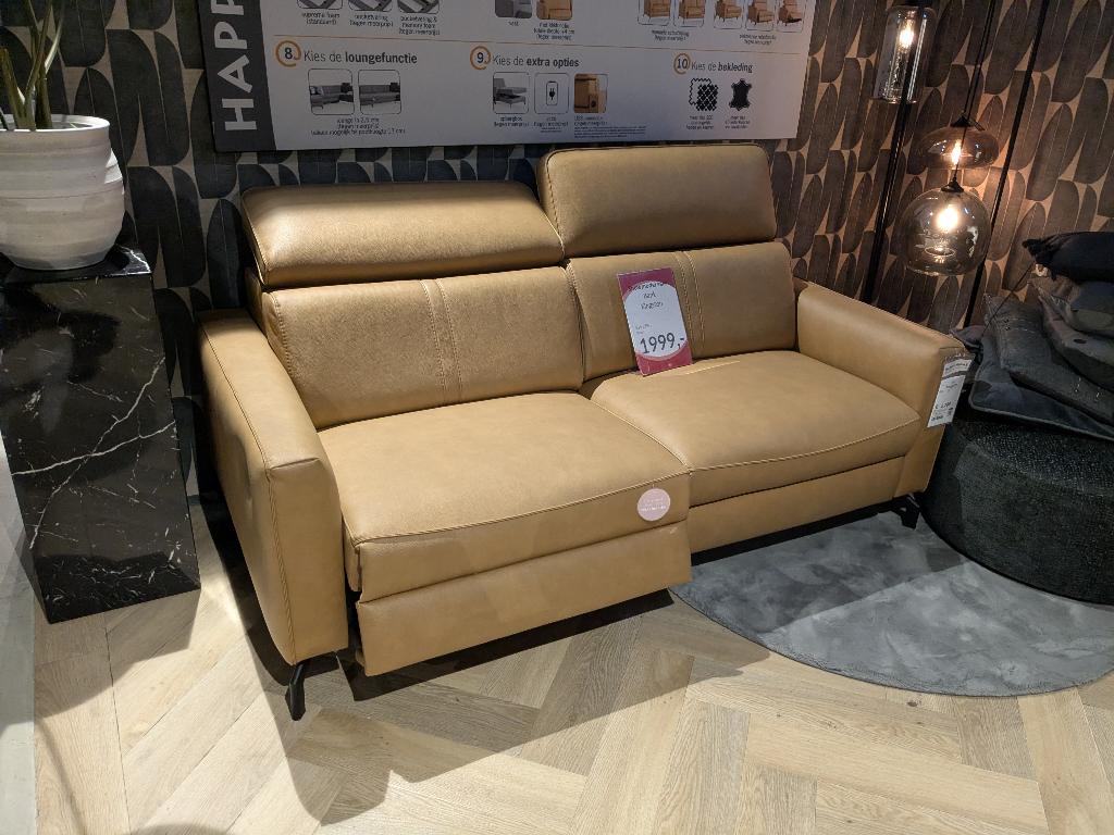 HAPPY@HOME LEDEREN 3 ZITS BANK MET DUBBELE RELAXFUNCTIE, Ophalen, Rechte bank, 200 tot 250 cm, Driepersoons