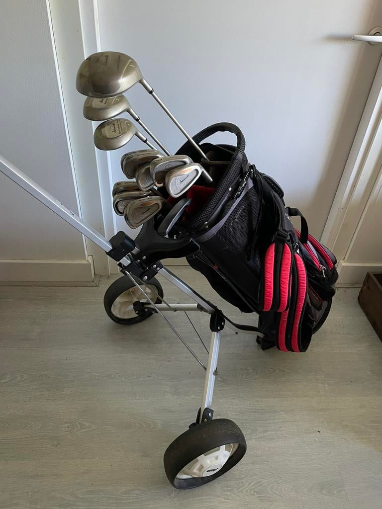 Dames Golfset met standbag en trolley, rechtshandig, Ophalen, Zo goed als nieuw, Set