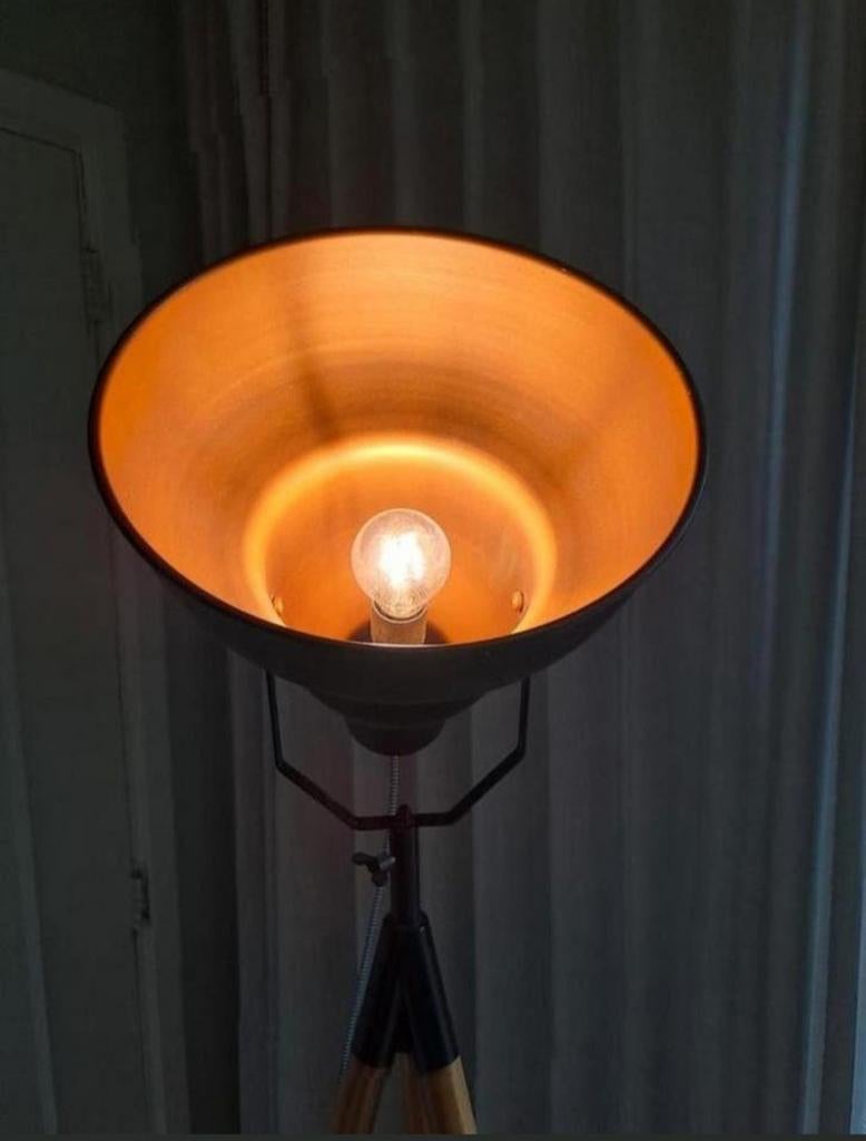 Staande lamp zwart/koper, Ophalen, 150 tot 200 cm