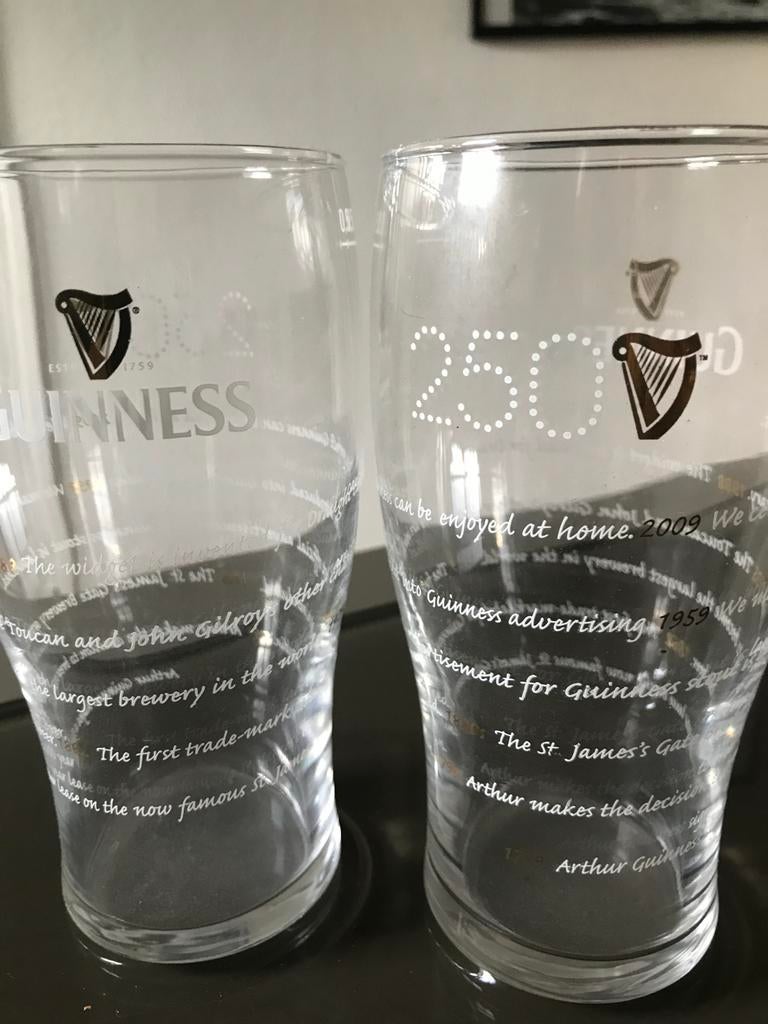Guinness 250 Anniversary Bierglazen (origineel), Verzamelen, Glas en Borrelglaasjes, Ophalen of Verzenden, Zo goed als nieuw, Bierglas