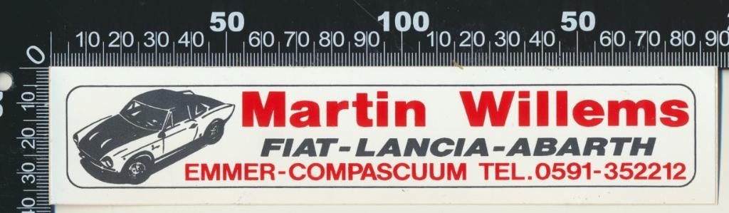 Sticker: Martin Willems - Fiat Lancia - Emmer Compascuum, Ophalen of Verzenden, Zo goed als nieuw, Auto of Motor