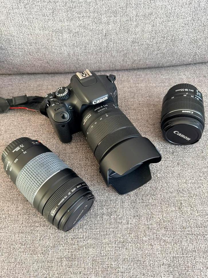 Canon EOS 550D spiegelreflexcamera met 3 lenzen en rugtas, Audio, Tv en Foto, Fotocamera's Digitaal, Gebruikt, Spiegelreflex, Canon