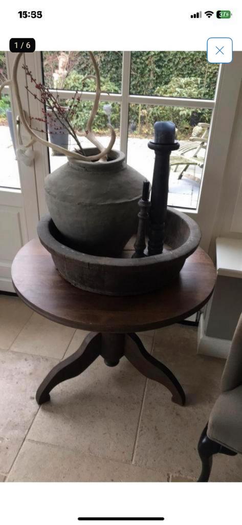 Wijntafel, Huis en Inrichting, Tafels | Salontafels, Ophalen, 50 tot 100 cm, Rond, Zo goed als nieuw