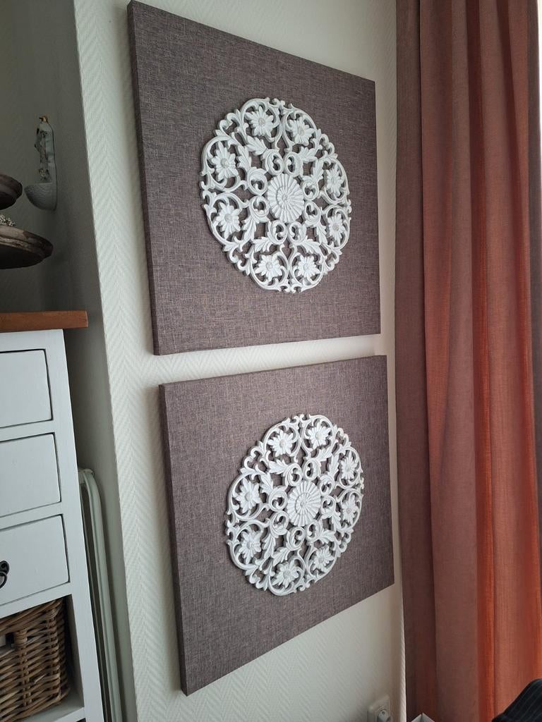 Schilderijen taupe kleur landelijk 60/60, Ophalen of Verzenden