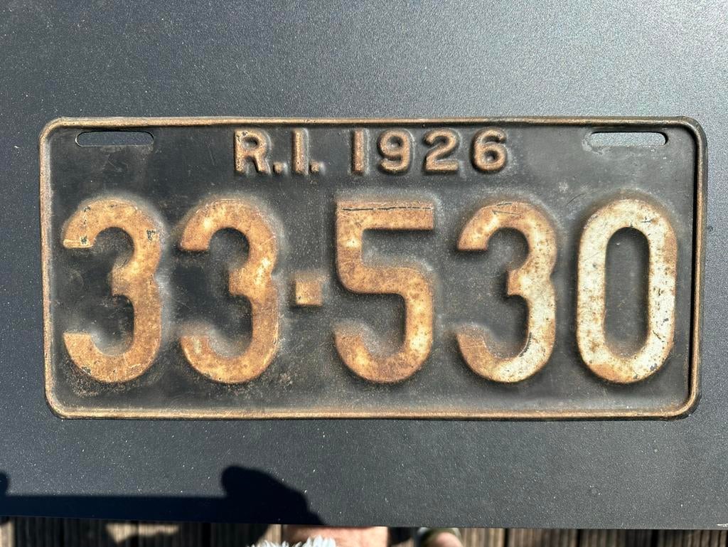 Te koop 100 jaar oud nummerbord uit Rhode Island USA, Ophalen of Verzenden, Gebruikt