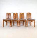 4x vintage Lübke stoelen brutalist jaren 70 mid century, Ophalen, Gebruikt, Bruin, Vier