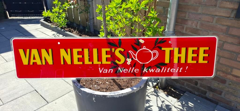 Vintage Van Nelle's Thee reclamebord - Glasplaat, Ophalen