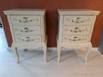 Brocante Handgeschilderde Nachtkastjes set, Ophalen, Minder dan 45 cm, Zo goed als nieuw, X