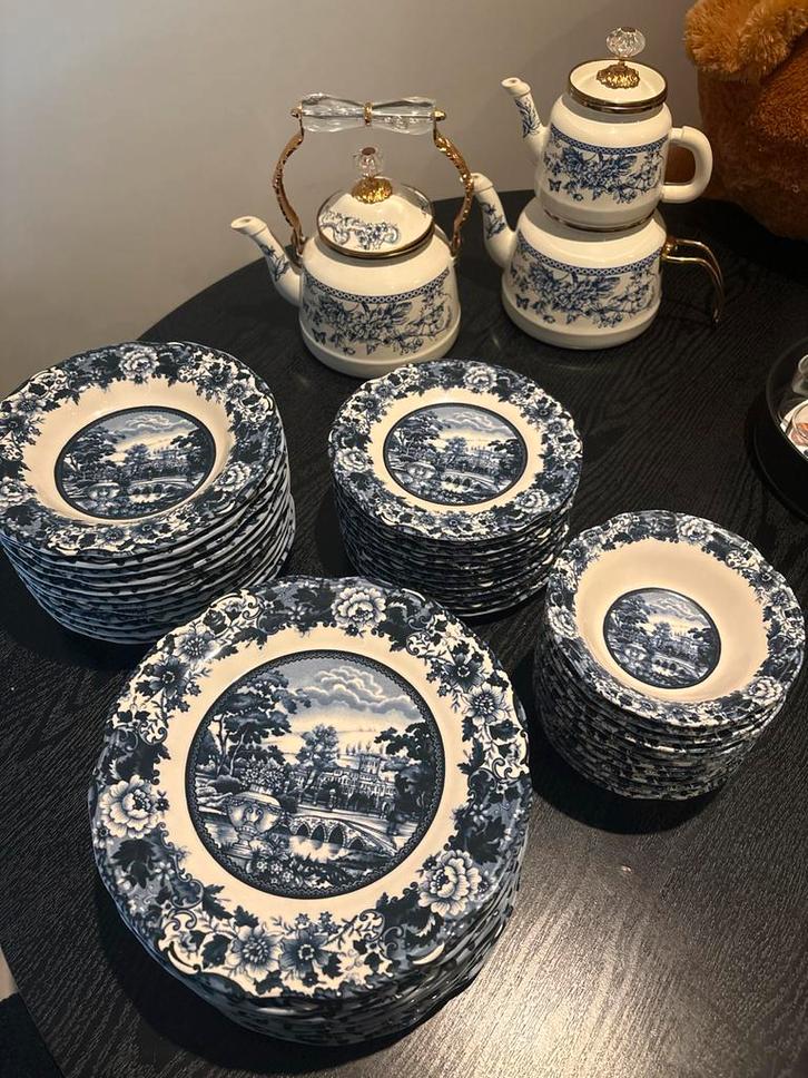 Delfts blauw servies set, Huis en Inrichting, Keuken | Servies, Gebruikt, Compleet servies, Overige stijlen, Keramiek, Ophalen of Verzenden
