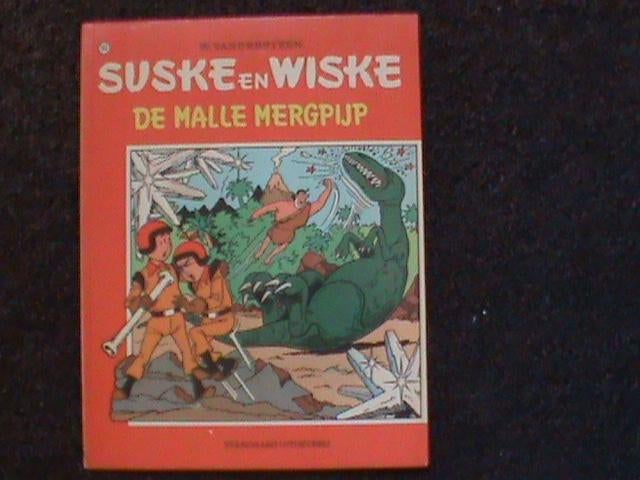 Suske en Wiske De malle mergpijp 1e druk met sticker 1973, Eén stripboek, Ophalen of Verzenden, Zo goed als nieuw