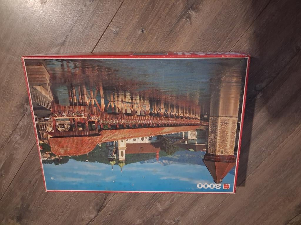 Vintage Jumbo Legpuzzel 2000 stukjes - Kapelle Brug Luzern, Ophalen of Verzenden, Meer dan 1500 stukjes, Gebruikt