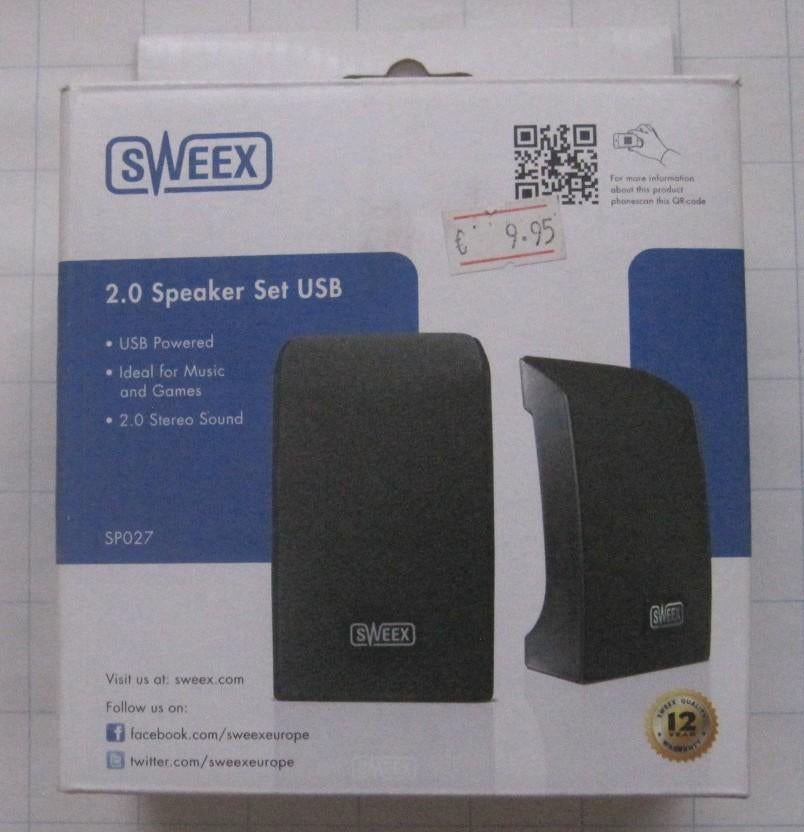 Sweex 2.0 Speaker Set USB SPO27, Ophalen of Verzenden, Nieuw