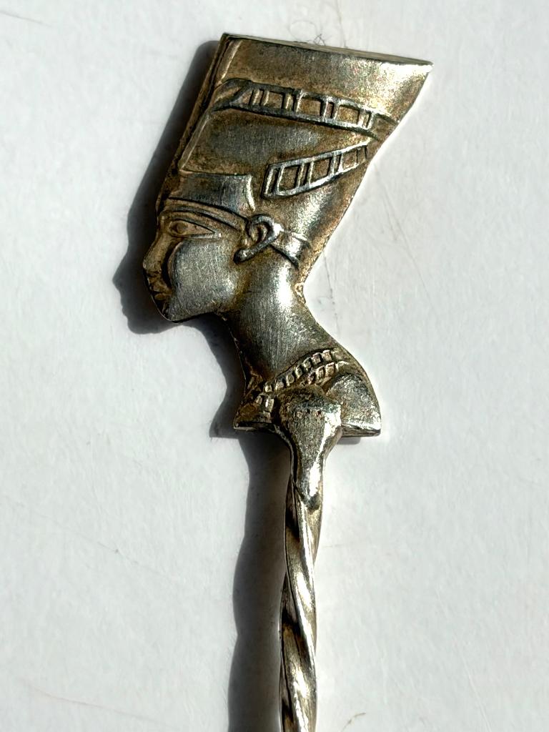 Theelepel Egypte zilver stempels tekens Nefertiti farao, Ophalen of Verzenden