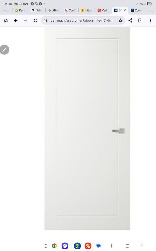 Opdek binnendeur Li 85x201,5 Re 85x201,5 Re 75x201,5, Doe-het-zelf en Verbouw, Deuren en Horren, Ophalen, 80 tot 100 cm, Binnendeur