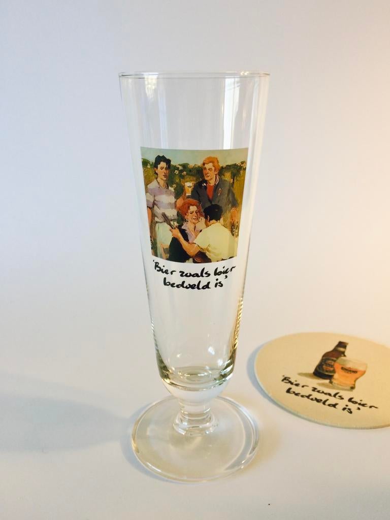 Nieuwe set Art Collection Heineken bierglazen op voet ‘90s, Ophalen, Nieuw, Bierglas