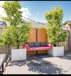 Witte stalen bloembakken 80x80x80 zonder bodem, Tuin en Terras, Bloembakken en Plantenbakken, Ophalen, Gebruikt, Vierkant, Metaal