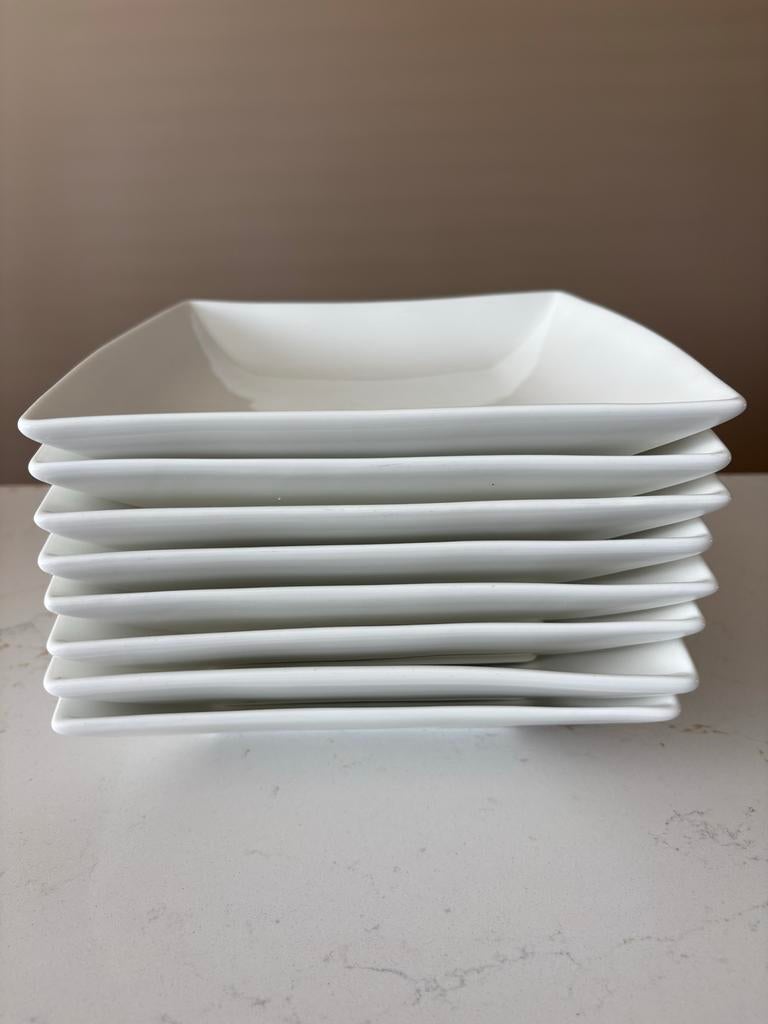 Set van 8 witte vierkante borden Maxwell & Williams, Huis en Inrichting, Keuken | Servies, Ophalen, Zo goed als nieuw, Bord(en)