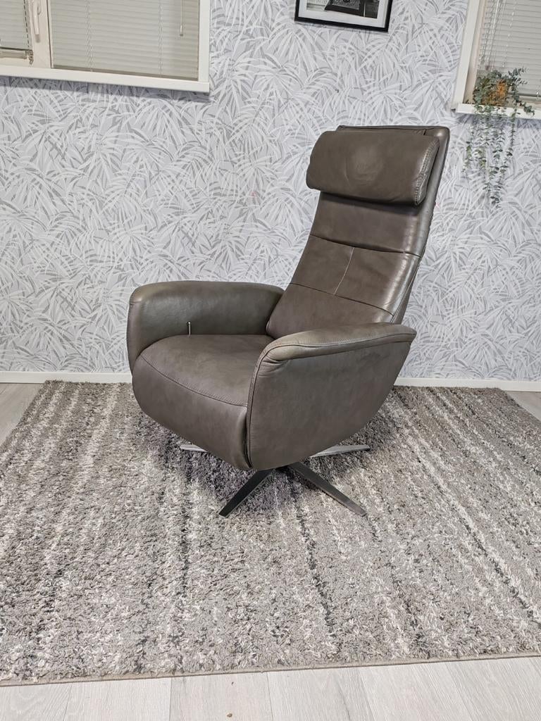 Hukla leren design relax fauteuil handmatig, Huis en Inrichting, Fauteuils, Minder dan 75 cm, Leer, Ophalen of Verzenden, Zo goed als nieuw