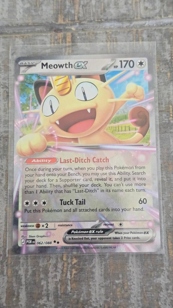Meowth ex Pokémon kaart 062/088, Ophalen of Verzenden, Zo goed als nieuw, Losse kaart