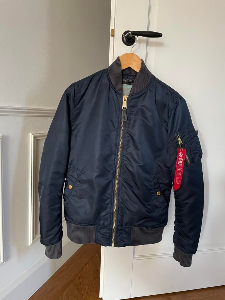 Alpha industries bomber blauw maat S, Ophalen of Verzenden, Zo goed als nieuw, Blauw