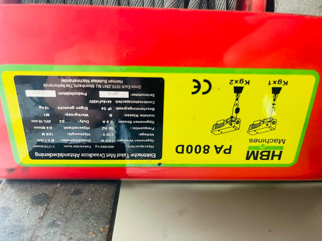 HBM Elektrische Takel PA 800D, Ophalen, Gebruikt, Elektrisch