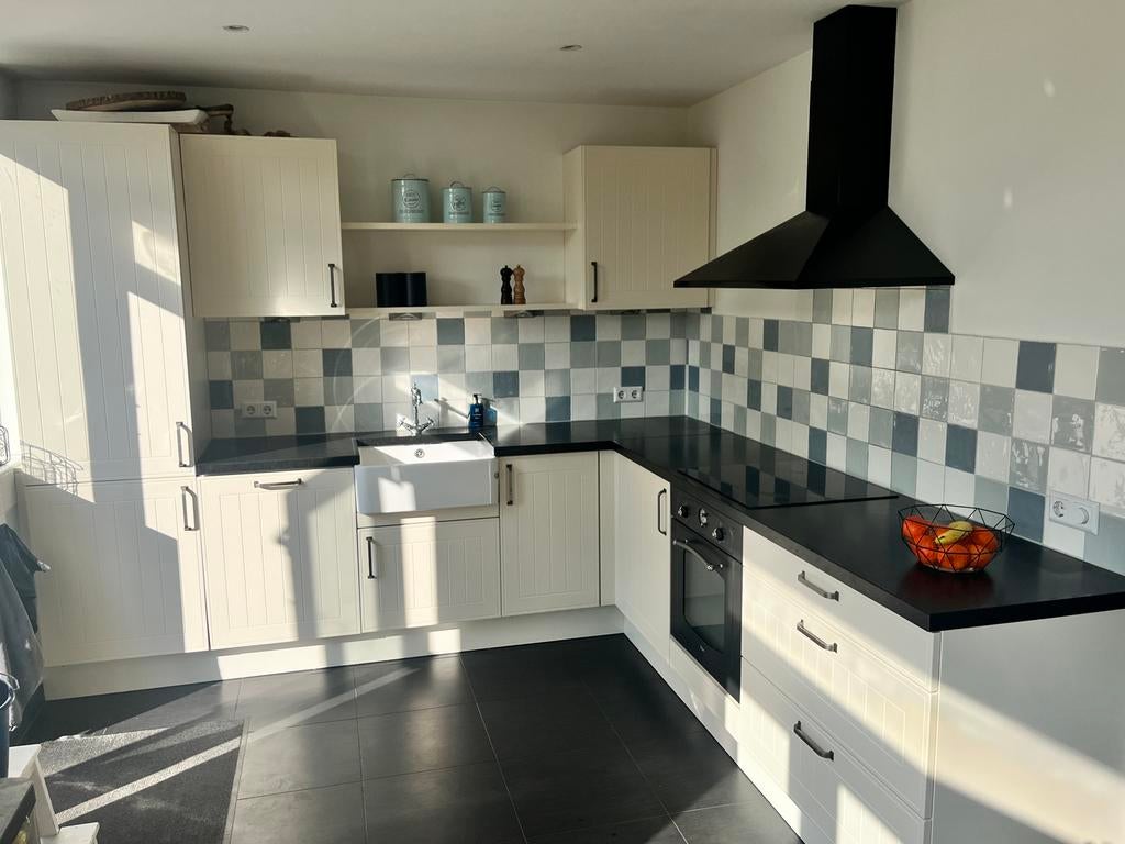 Landelijke keuken L-vorm incl. apparatuur, Ophalen, Gebruikt, Hoekkeuken, Graniet of Steen