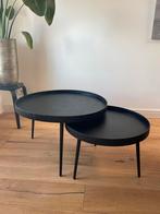 Set ronde bijzettafels zwart metaal – nesting tables, Huis en Inrichting, Tafels | Bijzettafels, Minder dan 45 cm, Gebruikt, Metaal of Aluminium
