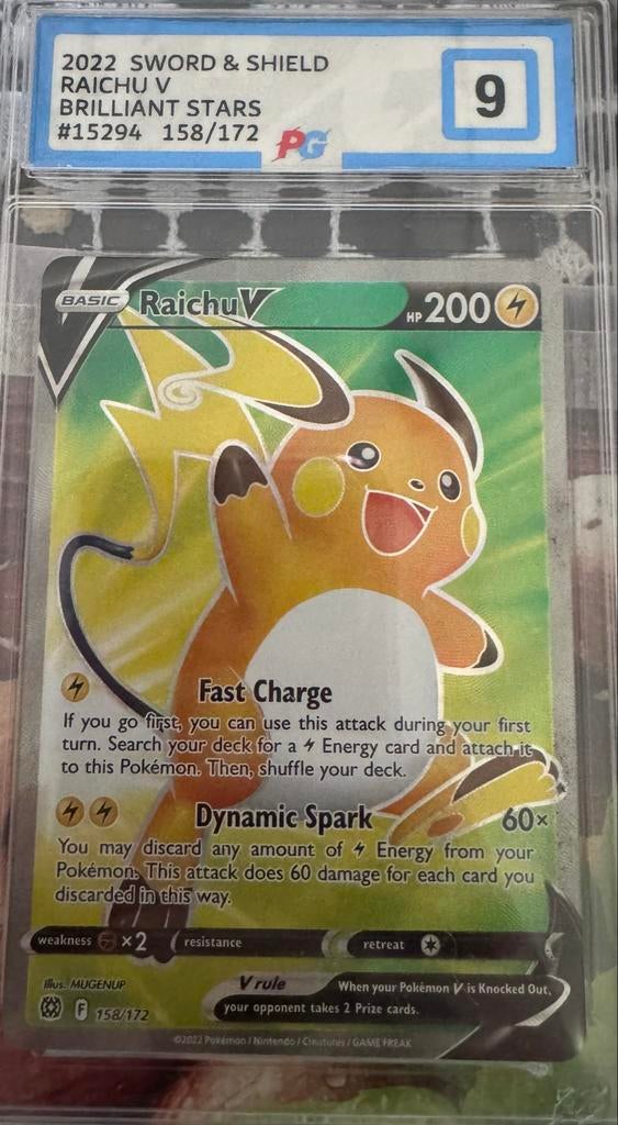 Raichu V - Brilliant Stars - PSA 9, Ophalen of Verzenden, Zo goed als nieuw, Losse kaart