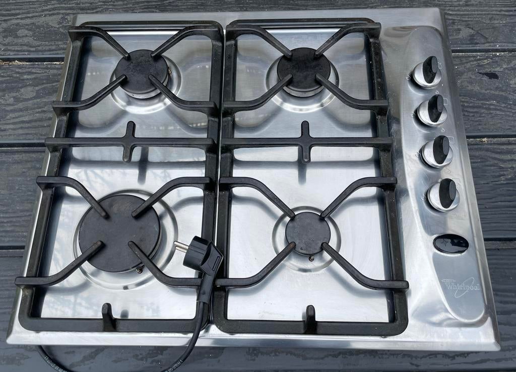Whirlpool vierpits gaskookplaat, Witgoed en Apparatuur, Kookplaten, Ophalen, Gebruikt, 4 kookzones, Inbouw