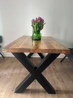 Eetkamertafel met zwart metalen onderstel 160x90cm, Huis en Inrichting, Tafels | Eettafels, Ophalen, 50 tot 100 cm, Zo goed als nieuw