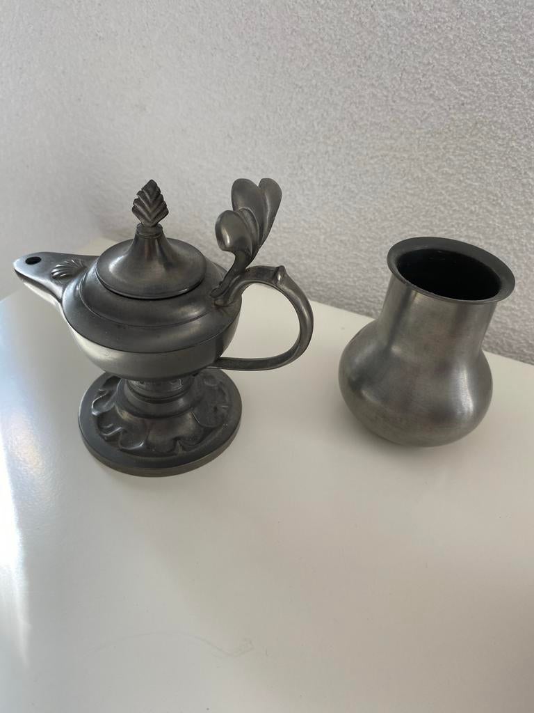 2 Tinnen kannetjes KURZ, Antiek en Kunst, Antiek | Tin, Ophalen of Verzenden