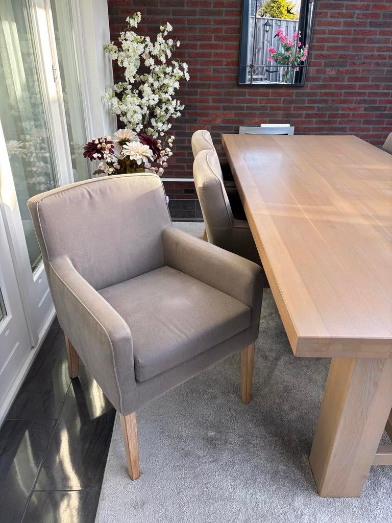 Prachtige landelijke eettafelset met 6 stoelen, Huis en Inrichting, Tafels | Eettafels, 100 tot 150 cm, Eikenhout, 200 cm of meer