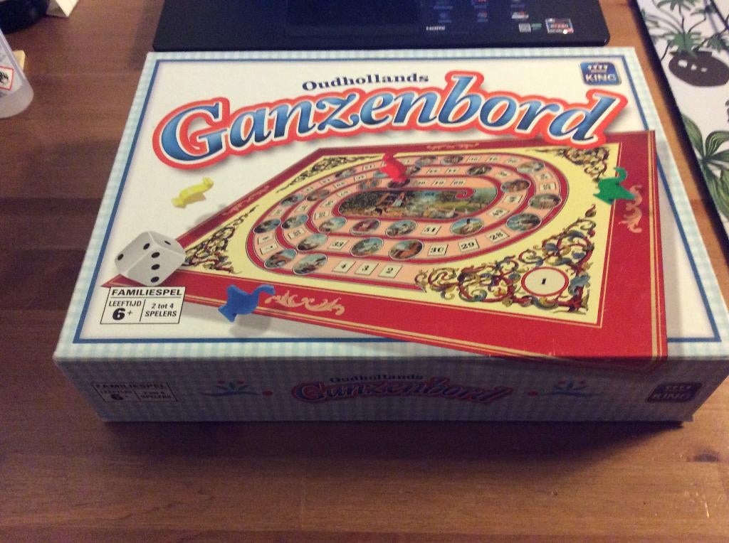 Ganzenbord van King. Houten ganzen pionnen, Een of twee spelers, Ophalen of Verzenden, Gebruikt, King