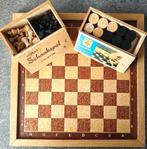 Houten Schaakbord + Homas Staunton B Schaakstukken + Damst, Ophalen of Verzenden