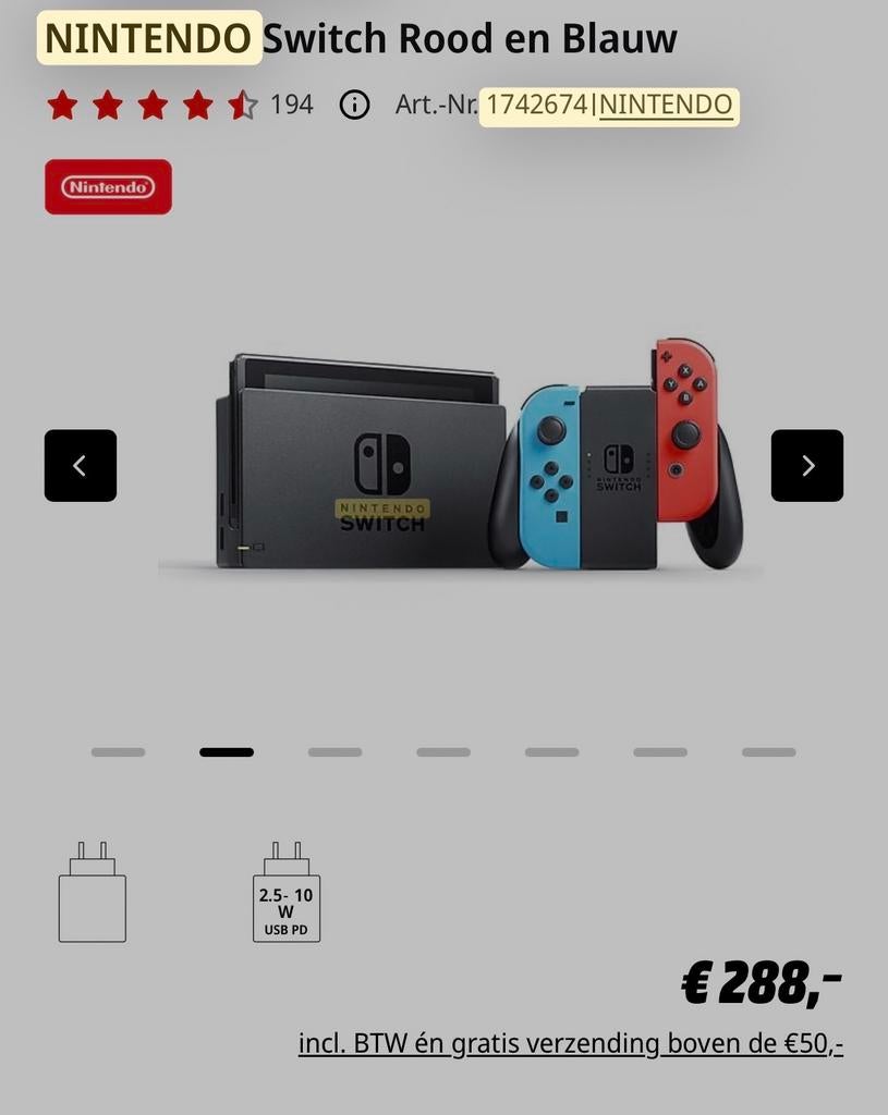 Nintendo Switch Rood en Blauw - Console, Ophalen of Verzenden, Zo goed als nieuw, Vanaf 7 jaar