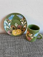 Vintage retro boho bohemian kopje en schotel, Ophalen, Gebruikt, Overige stijlen, Kop(pen) en/of Schotel(s)