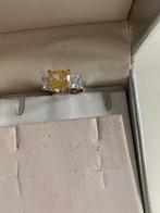 Crislu zilveren pinkring gele steen, Ophalen of Verzenden, Nieuw, Geel, Zilver