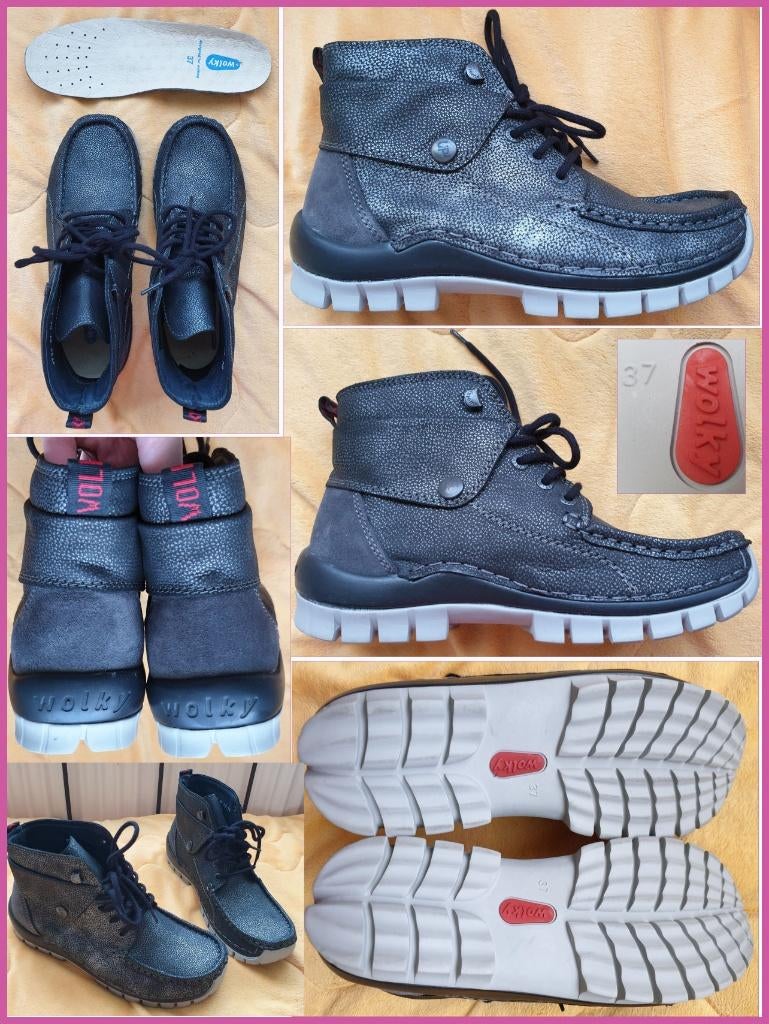 WOLKY antraciet metallic wandelschoenen maat 37 nieuw, Wolky, Nieuw, Grijs, Wandelschoenen