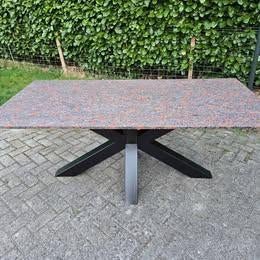 Granieten Tuintafel 180x90x2x74 Met Metalen Matrix Poot, Ophalen, Zo goed als nieuw, Rechthoekig, Overige materialen