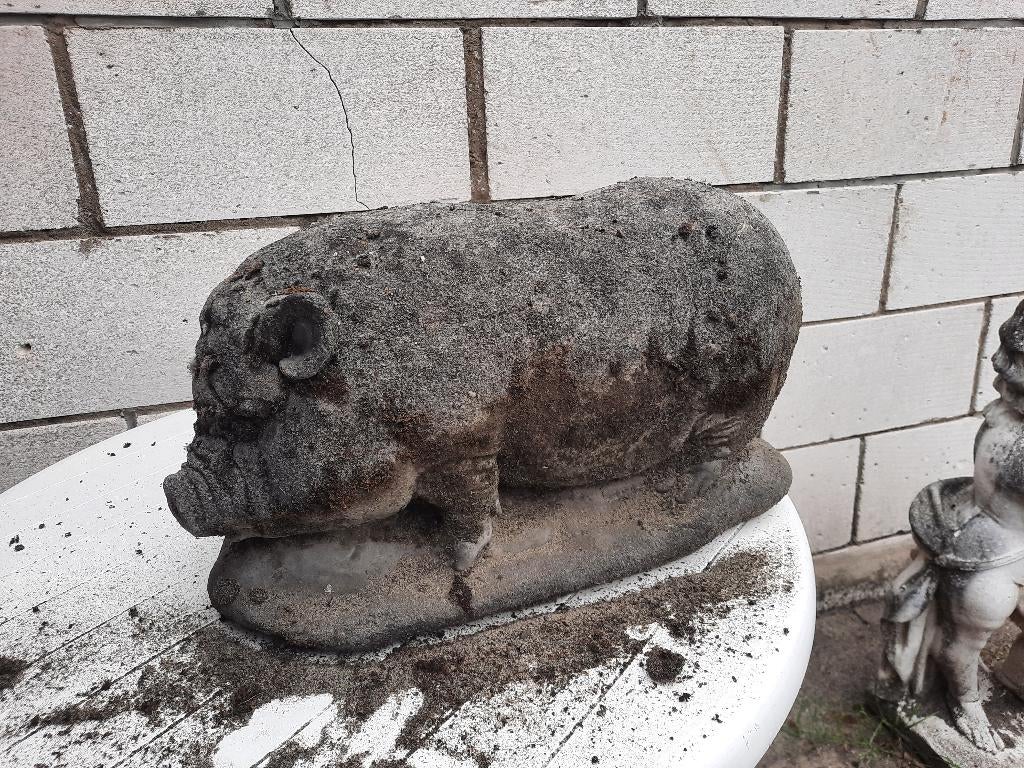 hangbuik zwijn tuinbeeld van beton, Ophalen, Gebruikt, Beton, Dierenbeeld