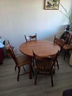 Eikenhouten ronde eettafel met 4 stoelen, Ophalen, Gebruikt, Klassiek landelijk, Vier personen