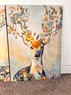 Set van 2 kleurrijke rendieren schilderijen., Ophalen