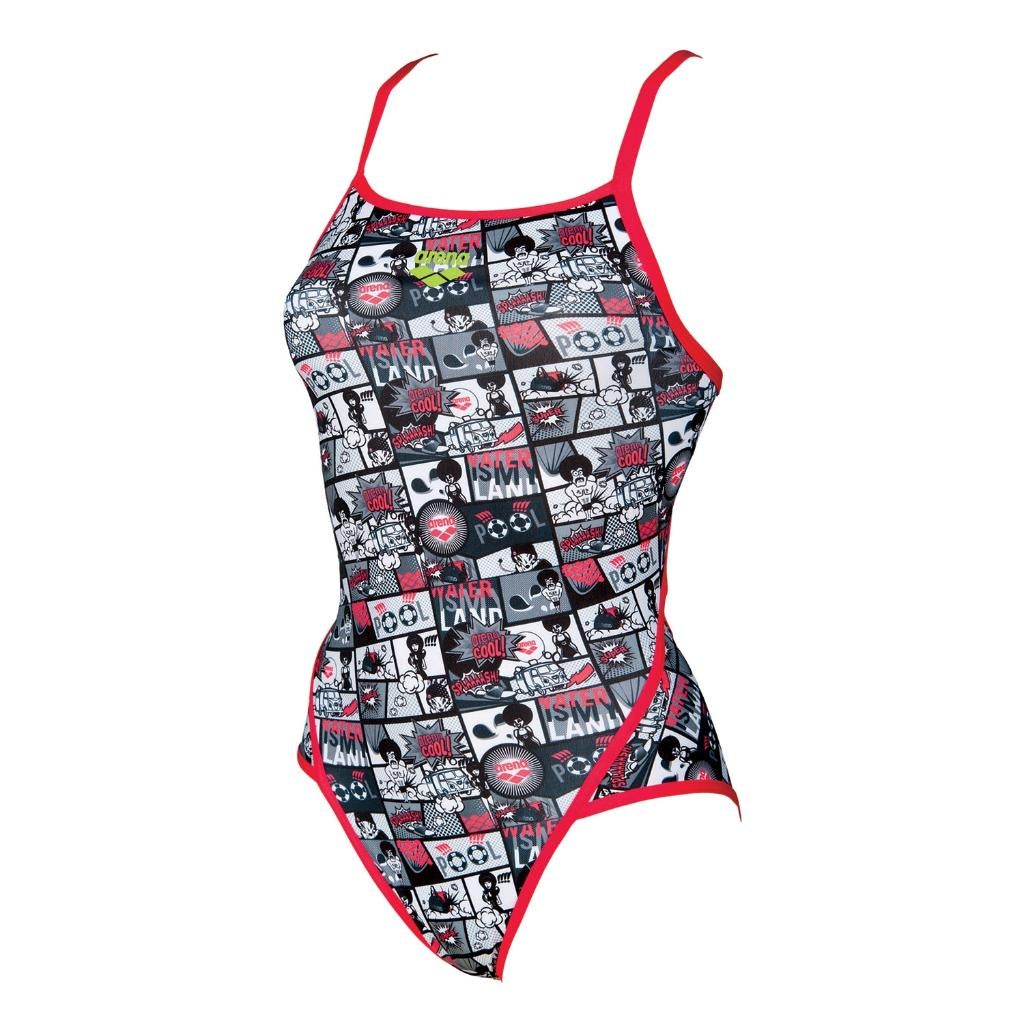 Nieuw Arena W Comics Super Fly Back Badpak Fluo Red Black, C.da Cisterna, 84/85 62029 Tolentino (MC) Italië, Arena, Nieuw, Badpak