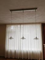 RVS Plafond eettafellamp, Ophalen, Modern RVS, Zo goed als nieuw, Glas