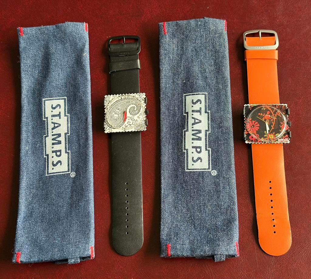 Set van 2 S.T.A.M.P.S dames horloges voor verzamlaar, Overige merken, Kunststof, Leer, Verzenden