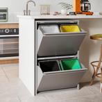 Prullenbak 4 vakken–Afvalem 60 Lt-62x25x93cm-Wit-Zwart-Grıjs, Huis en Inrichting, Woonaccessoires | Prullenbakken, Nieuw, 40 liter of meer