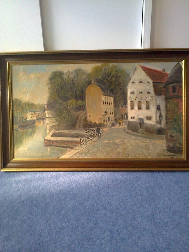 Oud schilderij van Maastricht. Gesigneerd door Dijkman, Antiek en Kunst, Kunst | Schilderijen | Klassiek, Ophalen of Verzenden