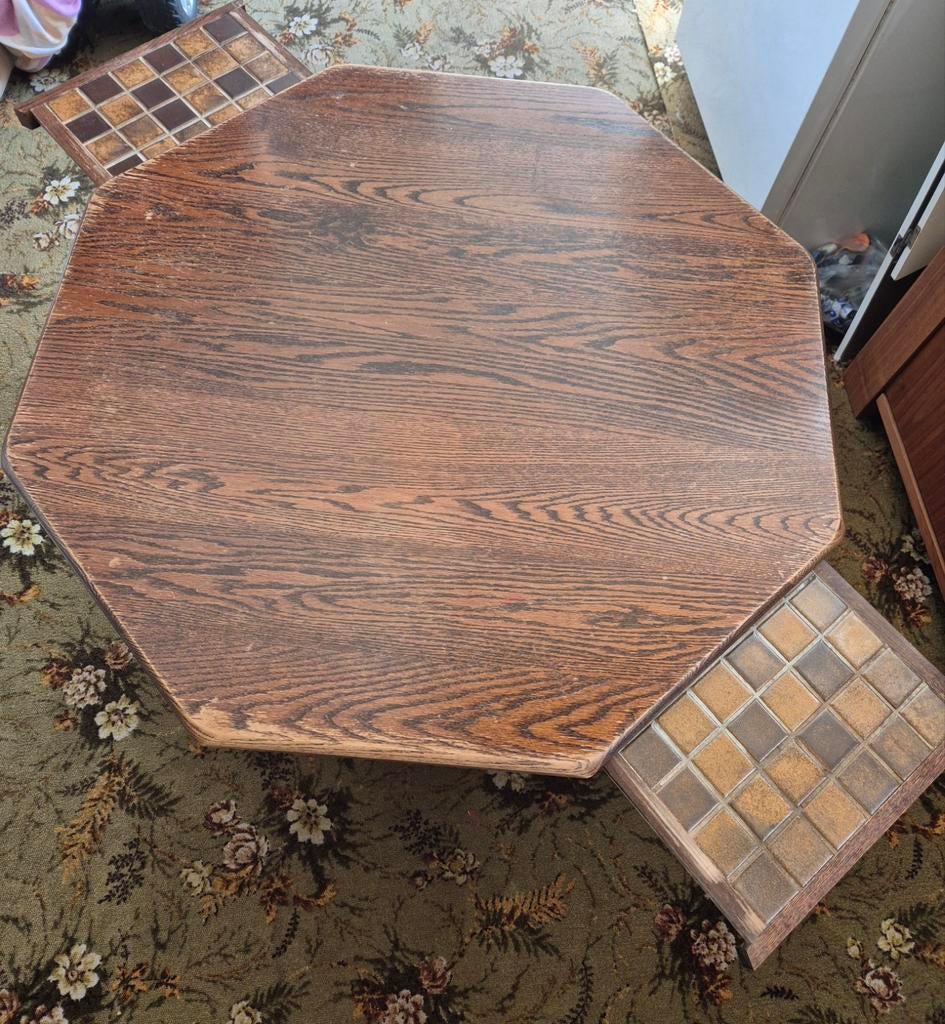 Gratis zware massieve salontafel met 4 uitschuifbare bladen, Huis en Inrichting, Tafels | Salontafels, Ophalen, Gebruikt, Overige vormen