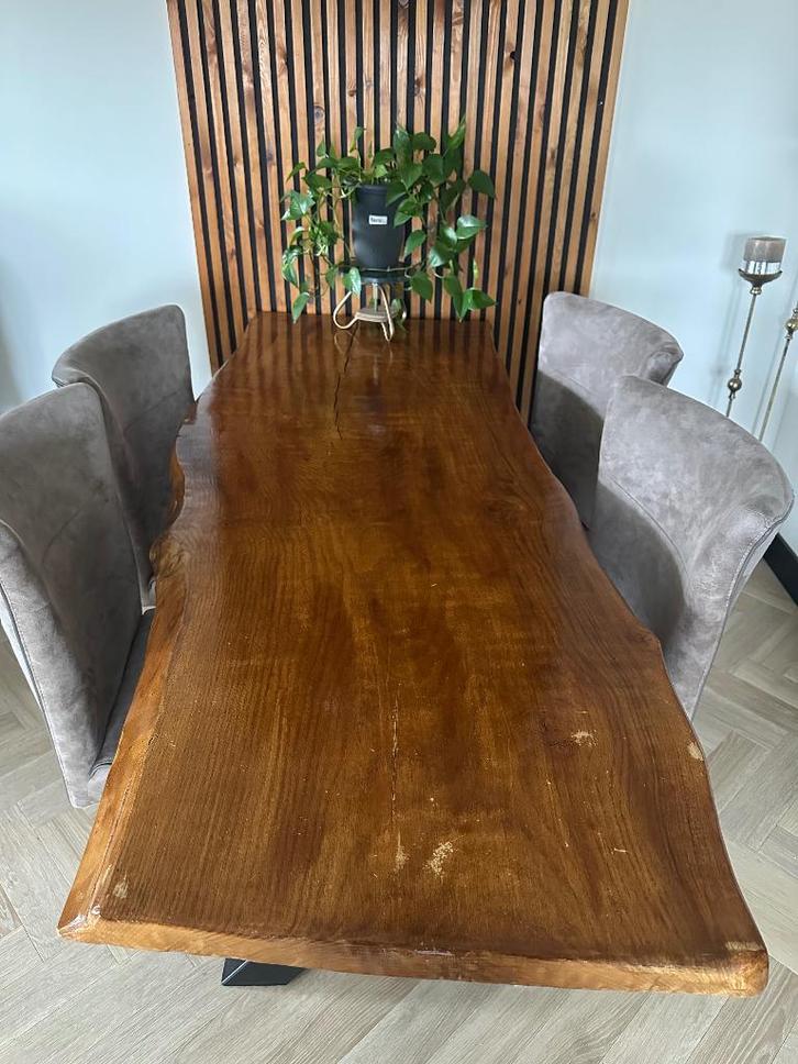 Boomstam tafel eetafel, Huis en Inrichting, Tafels | Eettafels, Zo goed als nieuw, 50 tot 100 cm, 200 cm of meer, Rechthoekig