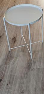 Bijzettafeltje IKEA wit, Minder dan 55 cm, Metaal of Aluminium, Rond, Zo goed als nieuw